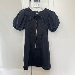 Habitual Black and Gold Puff Sleeve Sheath Dress